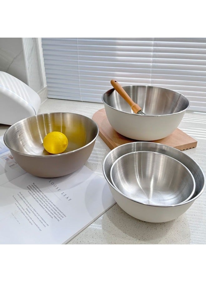 Strict Selection Department Store 304 Stainless Steel Cooking Basin Japanese Scale Basin Spray Color Mixing And Basin Egg Bowl Salad Basin-Specifications:304 Stainless Steel Beige Japanese Basin-Color:25cm - Image 4