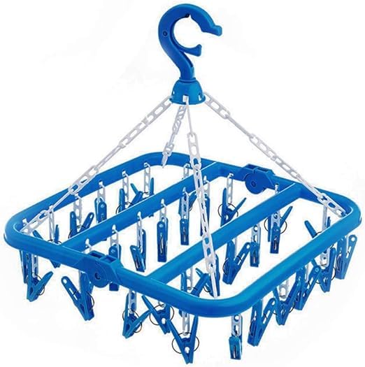 ASIAN WARE ASIAN WARE Foldable Laundry Drying Rack 28 Clips Laundry Drip Drying Rack Plastic Dress Hanger for Dress Blue Pink Pack of 01 - Image 1