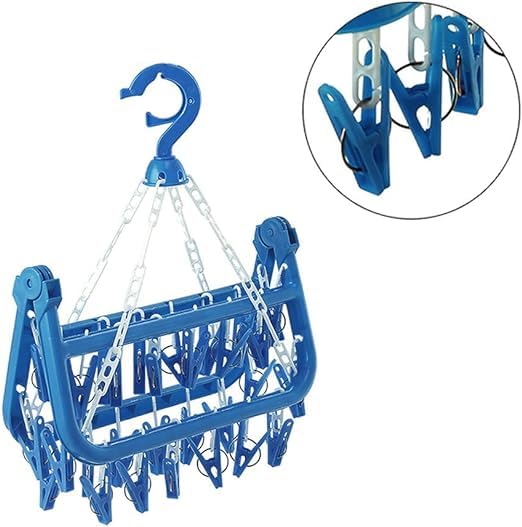 ASIAN WARE ASIAN WARE Foldable Laundry Drying Rack 28 Clips Laundry Drip Drying Rack Plastic Dress Hanger for Dress Blue Pink Pack of 01 - Image 2