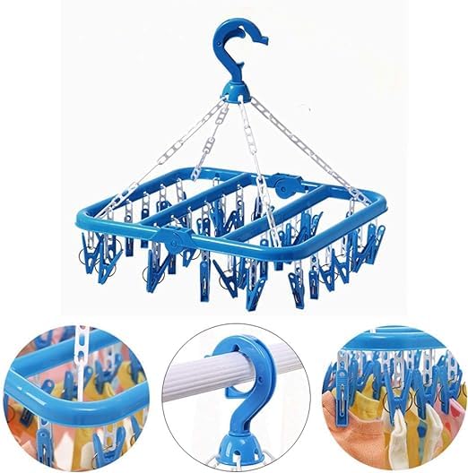 ASIAN WARE ASIAN WARE Foldable Laundry Drying Rack 28 Clips Laundry Drip Drying Rack Plastic Dress Hanger for Dress Blue Pink Pack of 01 - Image 5