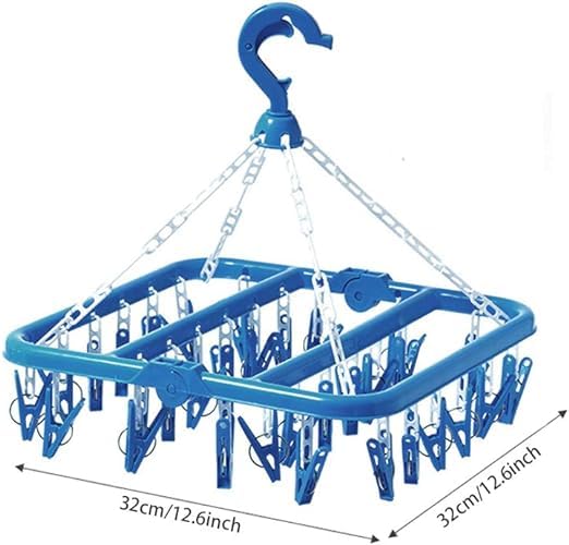 ASIAN WARE ASIAN WARE Foldable Laundry Drying Rack 28 Clips Laundry Drip Drying Rack Plastic Dress Hanger for Dress Blue Pink Pack of 01 - Image 3