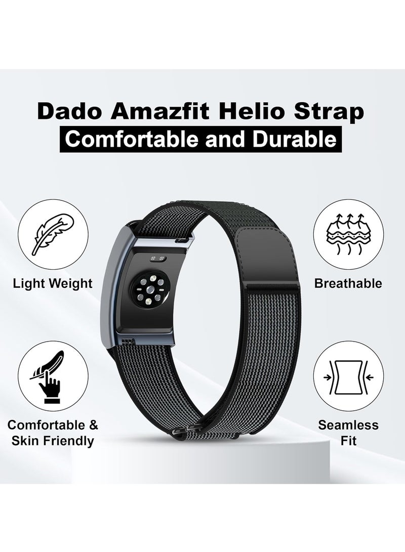 سوار نايلون متوافق مع سوار Amazfit Helio، سوار رياضي قابل للتعديل قابل للتنفس لمتتبع اللياقة البدنية مريح لارتدائه طوال اليوم، رمادي - Image 2