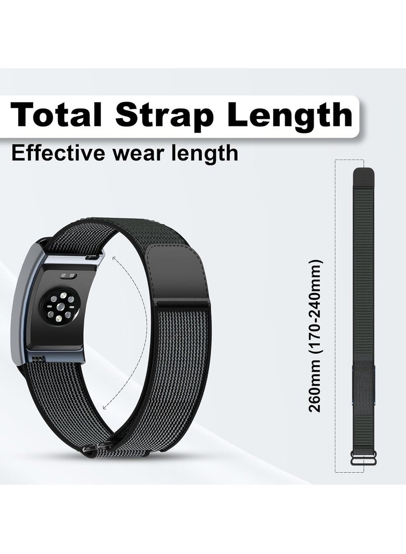 سوار نايلون متوافق مع سوار Amazfit Helio، سوار رياضي قابل للتعديل قابل للتنفس لمتتبع اللياقة البدنية مريح لارتدائه طوال اليوم، رمادي - Image 3