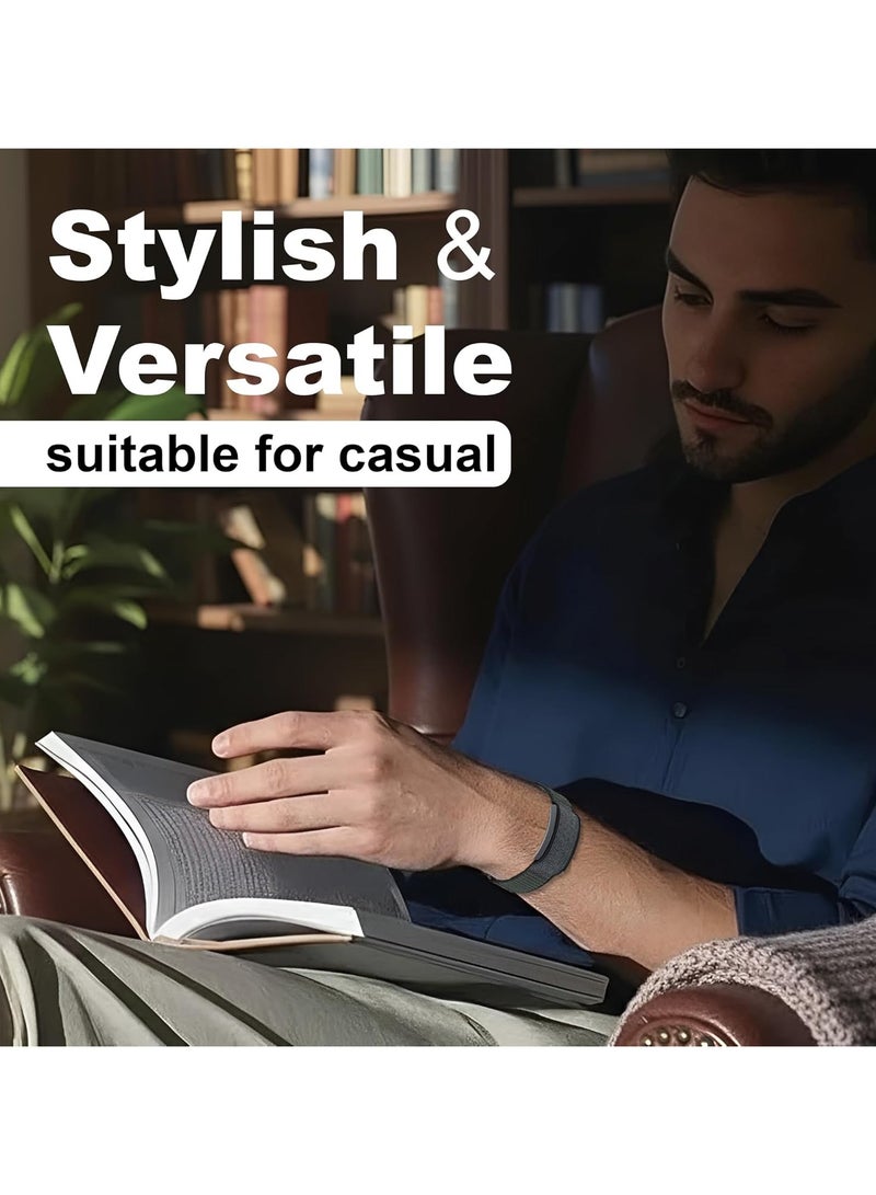 سوار نايلون متوافق مع سوار Amazfit Helio، سوار رياضي قابل للتعديل قابل للتنفس لمتتبع اللياقة البدنية مريح لارتدائه طوال اليوم، رمادي - Image 5