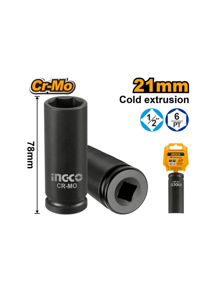 إنجكو سوكيت تأثير عميق 21 مم بقياس 1/2 بوصة من INGCO – HDIS12211L - Image 2