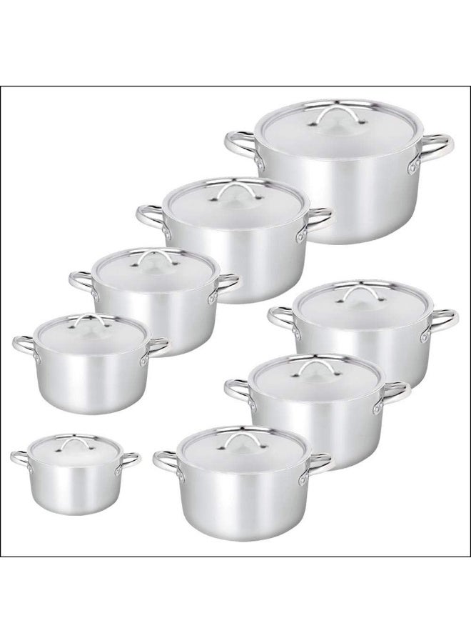 El dahan Aluminum cookware set, casserole dish (Mega 4mm raw) 18/10 SS, 8 pieces with handle, 16cm to 30cm, silver, aluminum, painted finish. 6221124011022 - Image 2