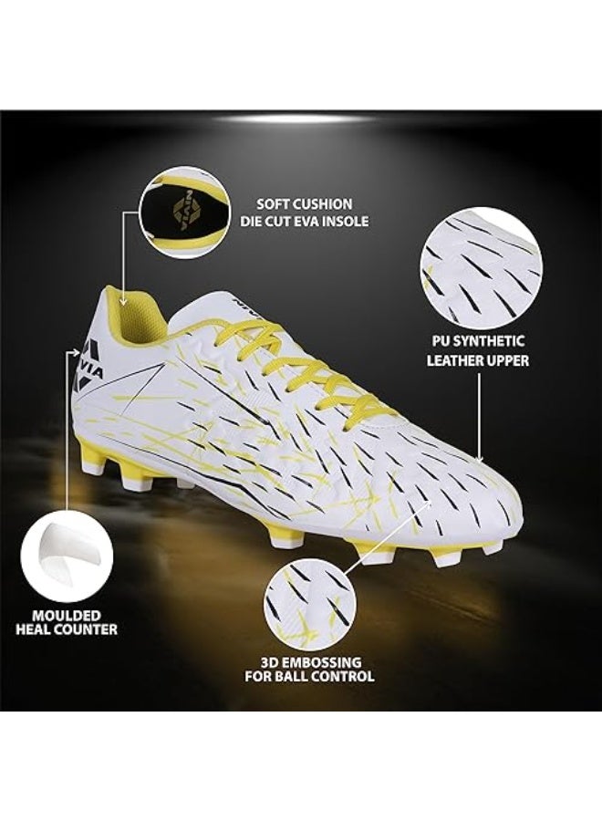 Nivia Spear Football Studs for Men – Lightweight PU Synthetic Upper, 3D Embossed Control Design, Comfortable EVA Insole, High Grip Studded Football Shoes for Turf & Grass - Image 3