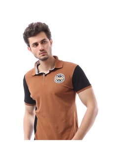 Andora Printed Buttoned Closure Polo Shirt - Brown  - Image 2