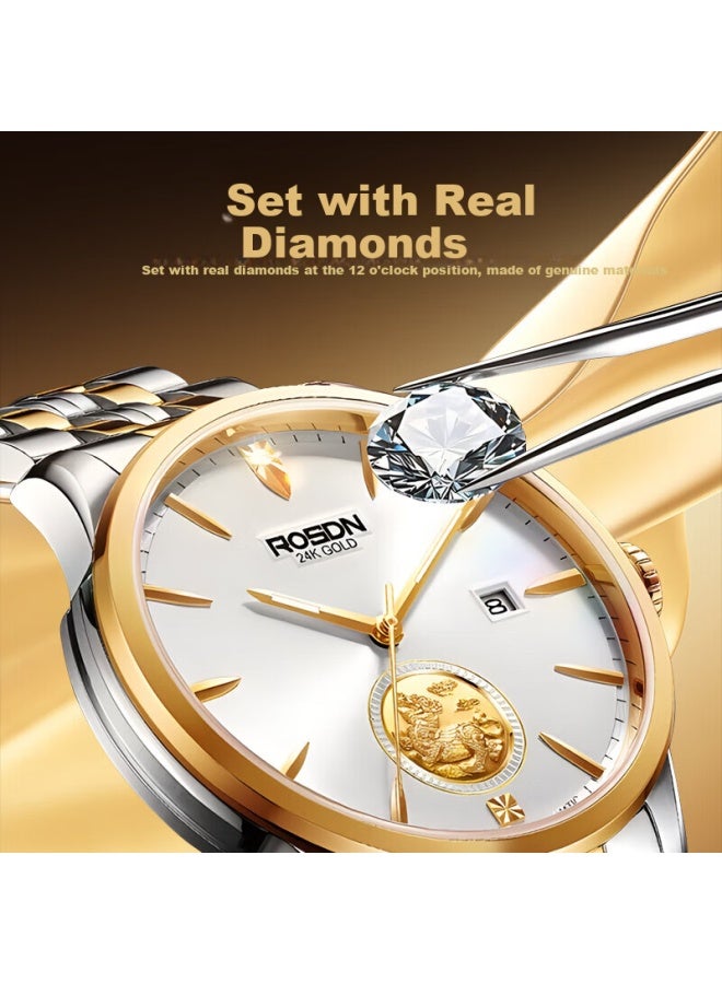 ROSDN Ros Dn Gold Watch, Pure Gold 999, Genuine Diamond Pixiu Watch For Women, Mechanical Brand Ladies' Watch, Top Ten Birthday Gifts - Image 2
