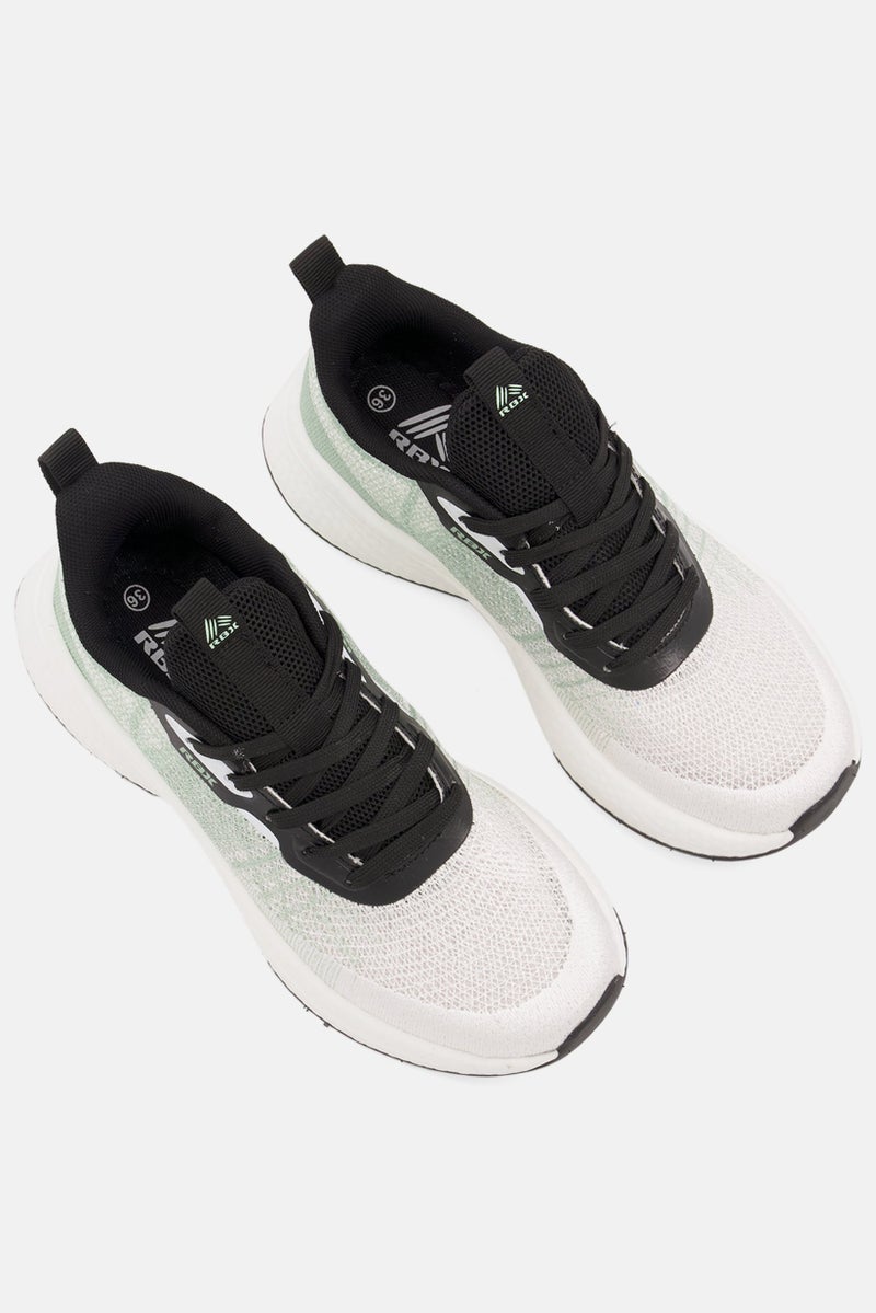 RBX Women Mesh Lace Up Running Shoes, White - Image 4