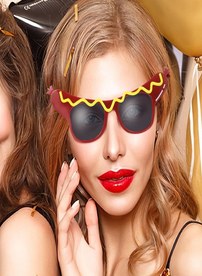 جارنيك نظارات شمسية مرحة على شكل هوت دوغ من جارنيك، 3 قطع، للبالغين: نظارات حفلات مبتكرة، إكسسوارات أزياء تنكرية مميزة، مناسبة للهالوين والكرنفالات والحفلات التنكرية. - Image 3