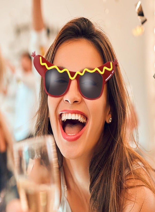 جارنيك نظارات شمسية مرحة على شكل هوت دوغ من جارنيك، 3 قطع، للبالغين: نظارات حفلات مبتكرة، إكسسوارات أزياء تنكرية مميزة، مناسبة للهالوين والكرنفالات والحفلات التنكرية. - Image 5