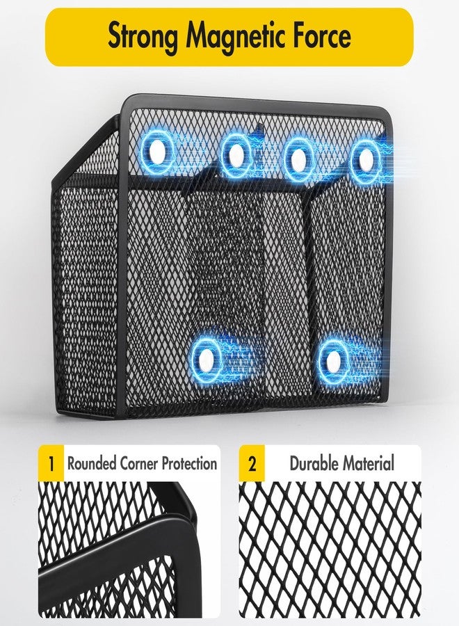 BEYGORM Magnetic Dry Erase Marker Holder for Whiteboard, Mesh Pen & Pencil Holder for Refrigerator, Strong Magnetic Basket for School Locker, Office & Classroom Organizer (Black, 1-Pack) - Image 2