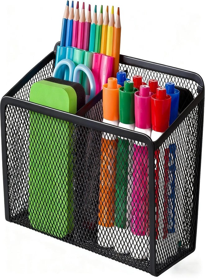 BEYGORM Magnetic Dry Erase Marker Holder for Whiteboard, Mesh Pen & Pencil Holder for Refrigerator, Strong Magnetic Basket for School Locker, Office & Classroom Organizer (Black, 1-Pack) - Image 1