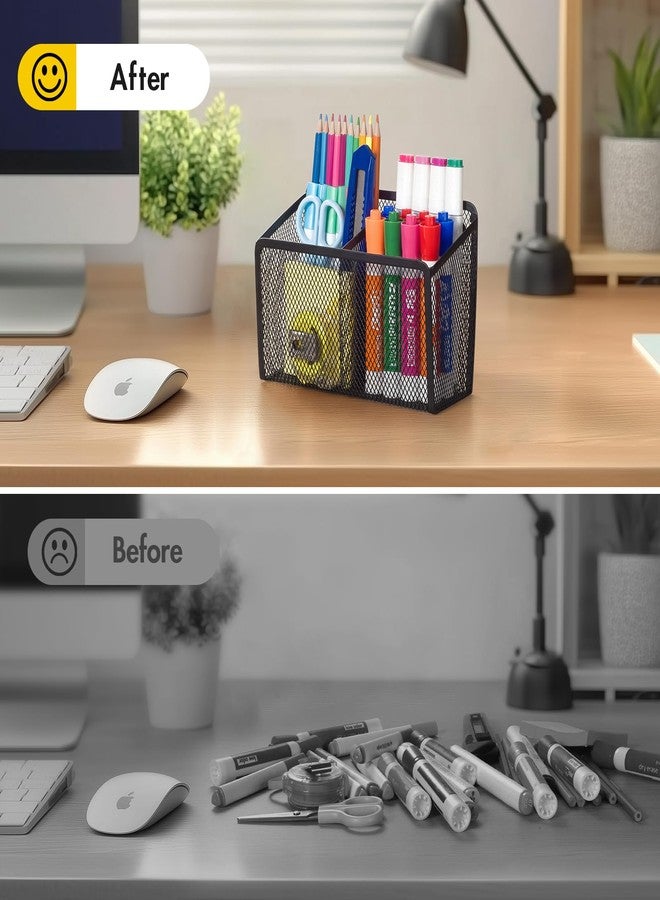 BEYGORM Magnetic Dry Erase Marker Holder for Whiteboard, Mesh Pen & Pencil Holder for Refrigerator, Strong Magnetic Basket for School Locker, Office & Classroom Organizer (Black, 1-Pack) - Image 3