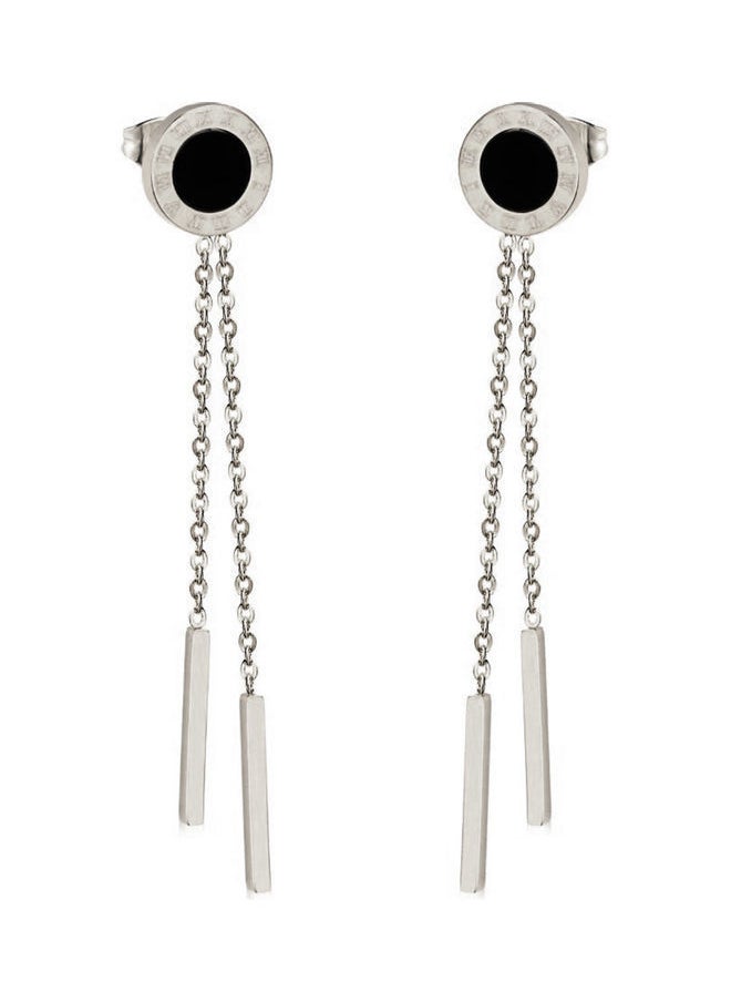 NIBEMINENT - Alissa Trendy Tassel Roman Numerals Chain Long Dangle Drop Earrings - Image 1