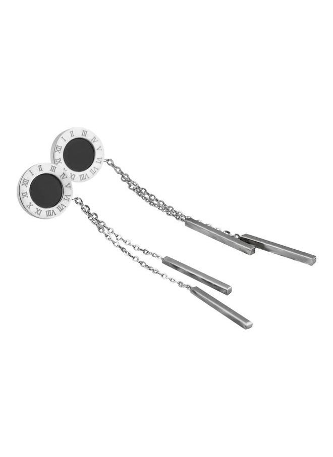 NIBEMINENT - Alissa Trendy Tassel Roman Numerals Chain Long Dangle Drop Earrings - Image 1