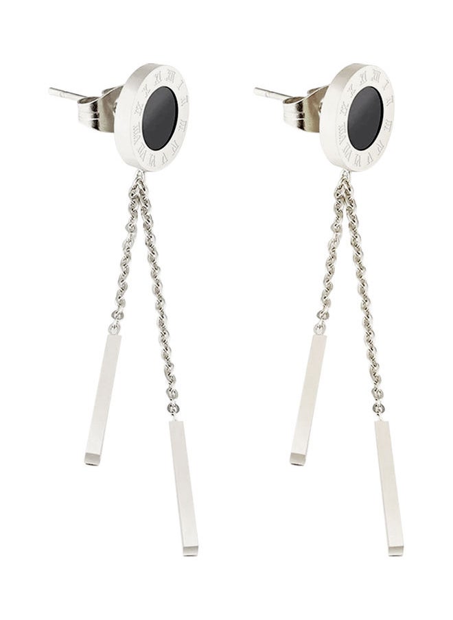 NIBEMINENT - Alissa Trendy Tassel Roman Numerals Chain Long Dangle Drop Earrings - Image 1
