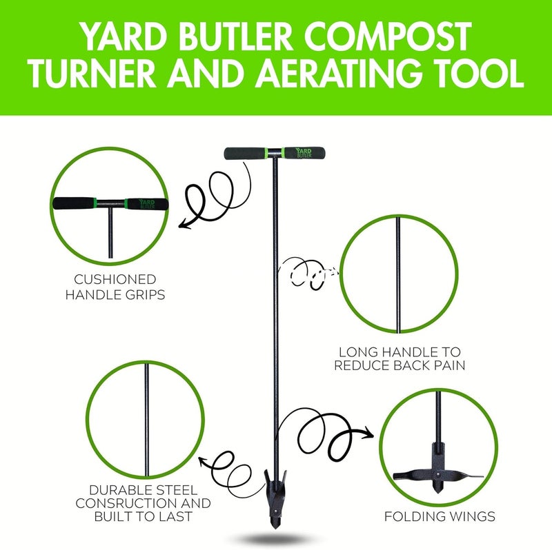 Yard Butler مهوية السماد، ICA-36 - أداة العناية بالعشب للتهوية - مقبض طويل - هيكل فولاذي مطلي بالبودرة - مقابض مريحة مبطنة - أداة حديقة سهلة الاستخدام - Image 3