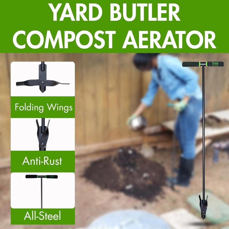Yard Butler مهوية السماد، ICA-36 - أداة العناية بالعشب للتهوية - مقبض طويل - هيكل فولاذي مطلي بالبودرة - مقابض مريحة مبطنة - أداة حديقة سهلة الاستخدام - Image 1