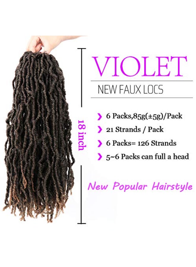 VIOLET 18 Inch New Faux Locs Crochet Hair Soft Locs Crochet Hair Extension Faux Locs Synthetic Crochet Hair for Women 6 PacksLot 126 Strands 18 Inch T1B27 - Image 3