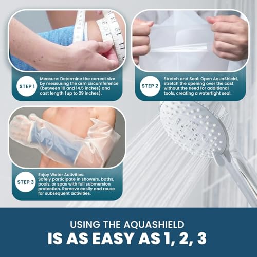 AquaShield Arm Cast Protector - Waterproof, Reusable, Half Arm (A21) Covers Hand, Wrist & Forearm for Water Protection in Pool, Bath & Shower. - Image 5