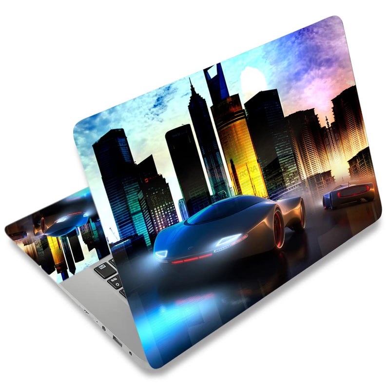 AORTDES Laptop Skin Sticker Decal 15-15.6 Inches, Universal Reusable Vinyl Sticker for 12.1 13 13.3 14 15.4 Inches Netbook/Notebook PC, Waterproof & Scratch-Resistant (City Car) - Image 1