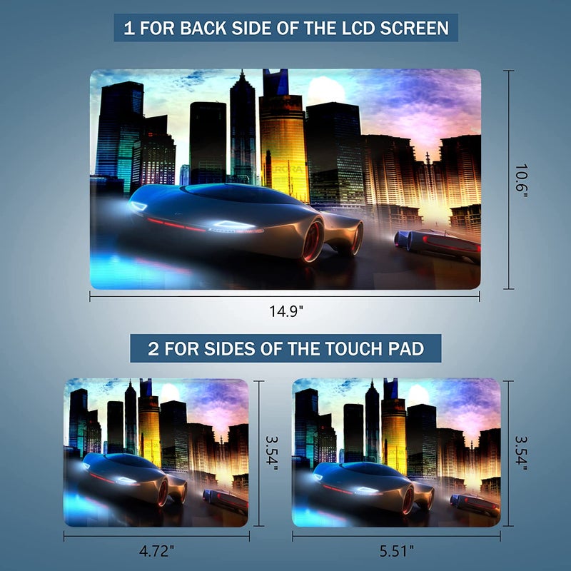 AORTDES Laptop Skin Sticker Decal 15-15.6 Inches, Universal Reusable Vinyl Sticker for 12.1 13 13.3 14 15.4 Inches Netbook/Notebook PC, Waterproof & Scratch-Resistant (City Car) - Image 3