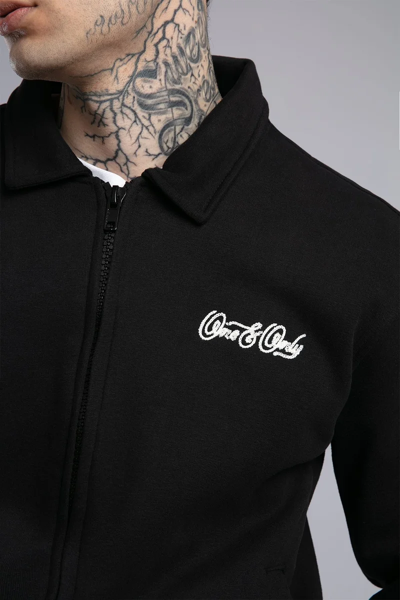 Catch Minimalist Embroidered Zip-Up Sweatshirt