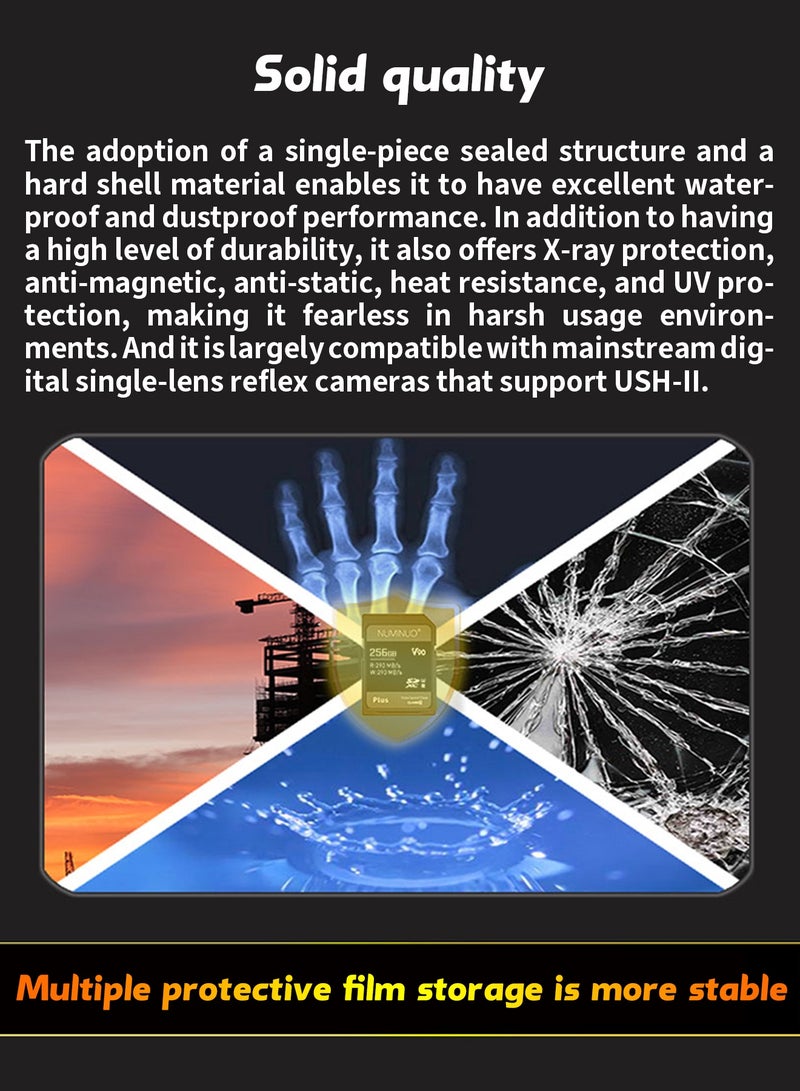 NUMINUO 256GB v90 sd card 256GB UHS-II U3 V90 SDXC Memory Card - Up to 290MB/s Read Speed and 290MB/s Write Speed - Image 4