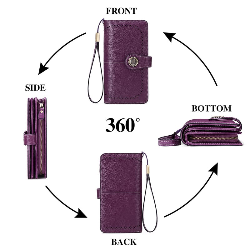 SENDEFN Wallets for Women Leather Credit Card Holder with RFID Blocking Large Capacity Wristlet - Image 4