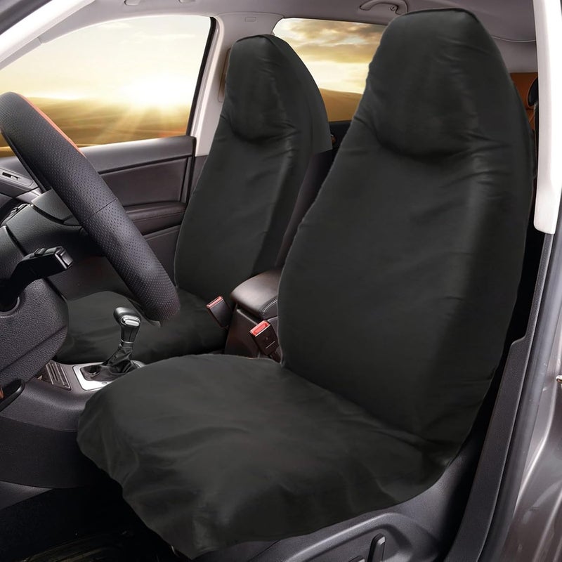 CICMOD Universal Waterproof Black PU Leather Car Seat Covers - Pack of 2 - Image 2