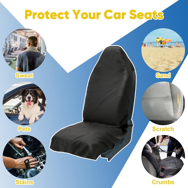 CICMOD Universal Waterproof Black PU Leather Car Seat Covers - Pack of 2 - Image 3