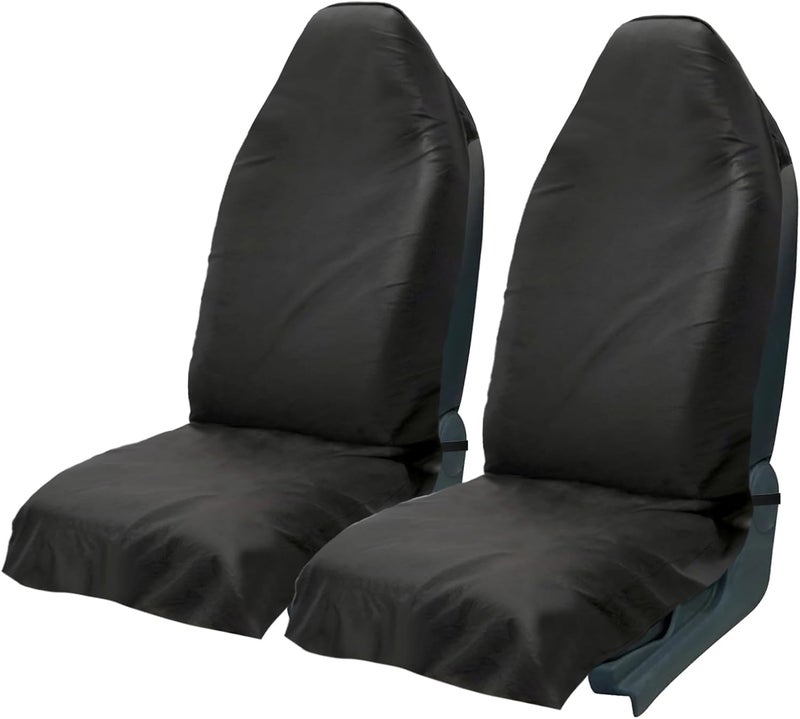 CICMOD Universal Waterproof Black PU Leather Car Seat Covers - Pack of 2 - Image 1
