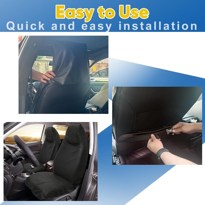 CICMOD Universal Waterproof Black PU Leather Car Seat Covers - Pack of 2 - Image 5