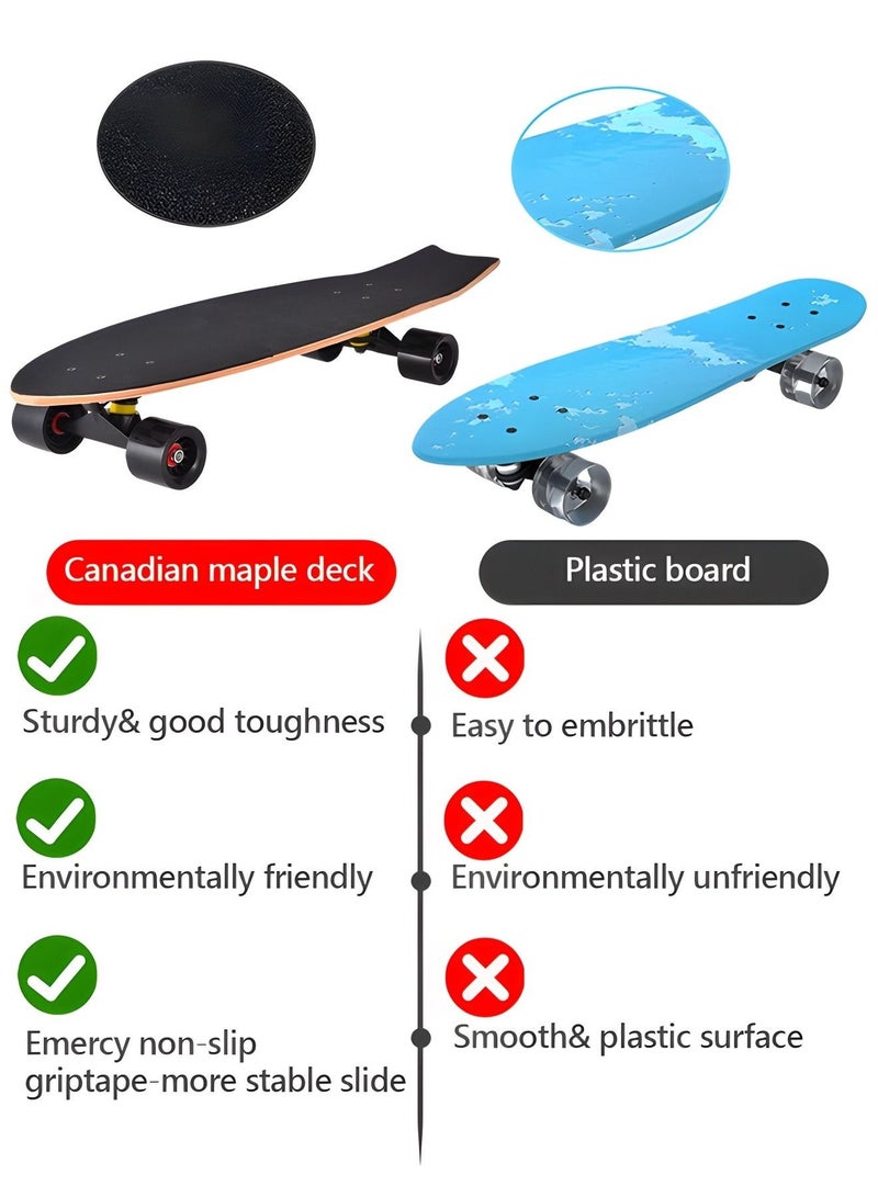 MIXDE Skateboard 28 Inch Cruiser Skateboard Complete Skateboard with PU95A Wheel and ABEC 7 Bearings Retro Board Classic Skateboard,Skateboard for Kids Beginner - Image 5