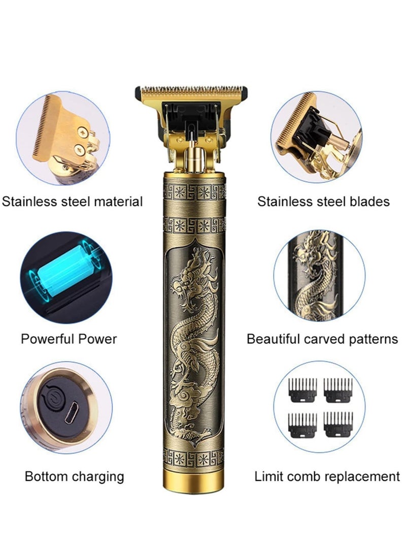 ELTRAZONE Pro T Clippers Trimmer, Electric Pro Li Trimmer T Blade Trimmer Cordless Rechargeable, Professional Baldheaded USB Rechargeable Trimmer Hair Clipper for Men, GOLD 08) - Image 2