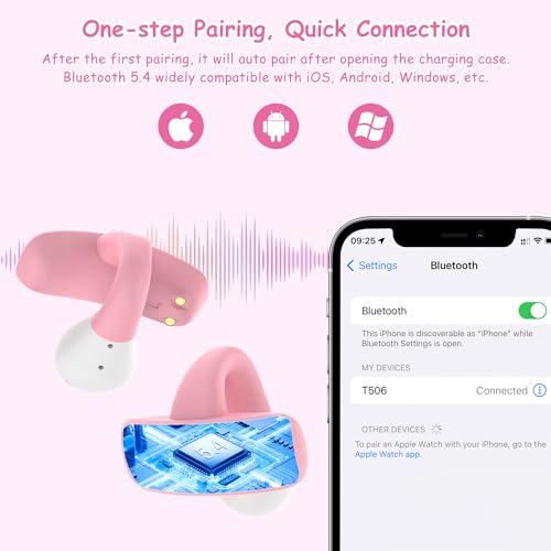 BANIGIPA Kids True Wireless Earbuds, 5g Super Light Comfortable Open Ear Bluetooth 5.4 Headphones w/Mic to Protect Hearing for Studying Music Clear Calling, Touch Control Ear Buds w/Charging Case - Image 5