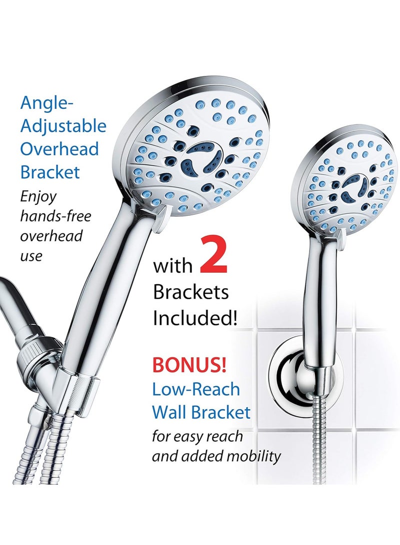 MIXDE AquaCare High Pressure 8-mode Handheld Shower Head - Anti-clog Nozzles, Built-in Power Wash to Clean Tub, Tile & Pets - Image 2