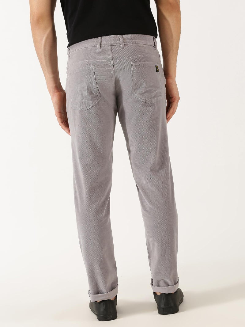 Thomas Scott Men Steel Grey Mid Rise Slim Fit Corduroy Chino Pants (Steel Grey, 30) - Image 4