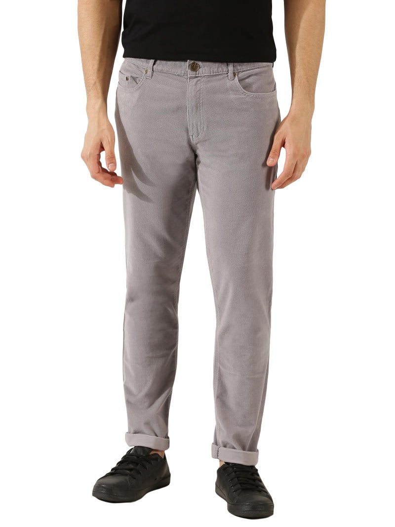 Thomas Scott Men Steel Grey Mid Rise Slim Fit Corduroy Chino Pants (Steel Grey, 30) - Image 1