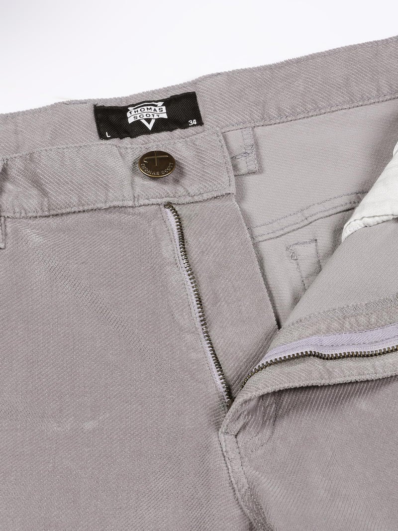 Thomas Scott Men Steel Grey Mid Rise Slim Fit Corduroy Chino Pants (Steel Grey, 30) - Image 5