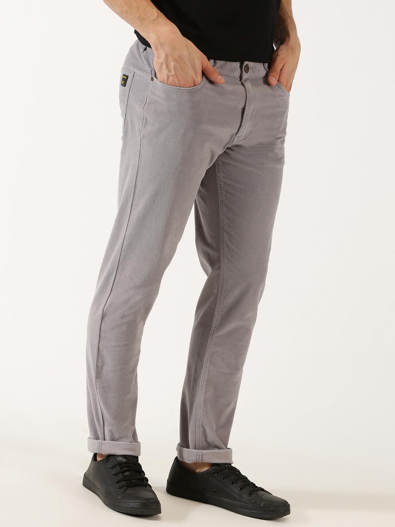 Thomas Scott Men Steel Grey Mid Rise Slim Fit Corduroy Chino Pants (Steel Grey, 30) - Image 3