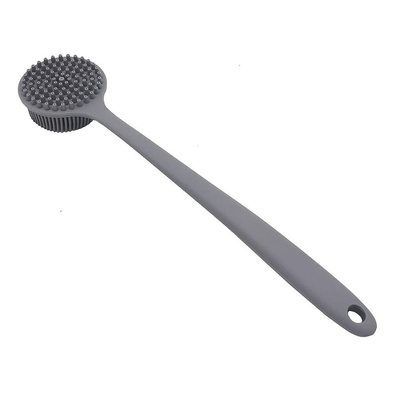 NILKANTH Silicone Back Scrubber for Shower Bath Body Brush with Long Handle BPAFree Hypoallergenic EcoFriendly GrEy - Image 3
