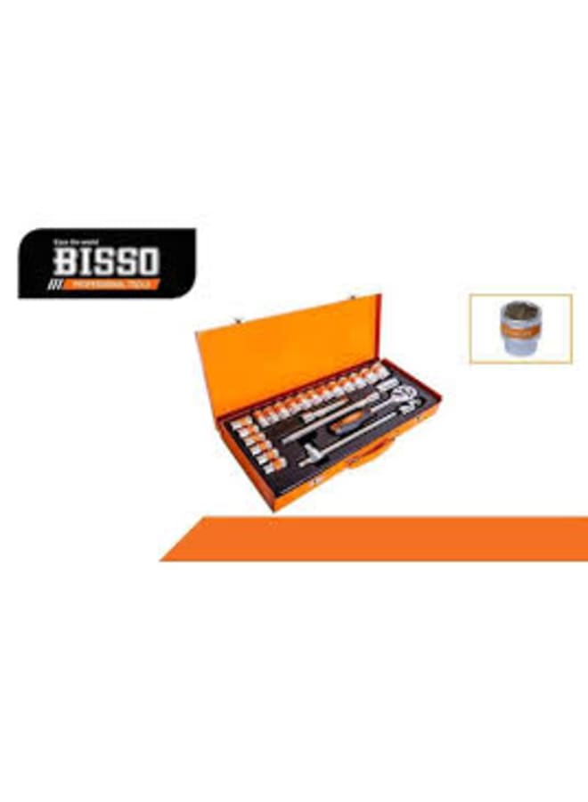 بيسو طقم لقم رباط مسدس 1/2 بوصه 24قطعه علبة صاج خدمة شاقة BISSO