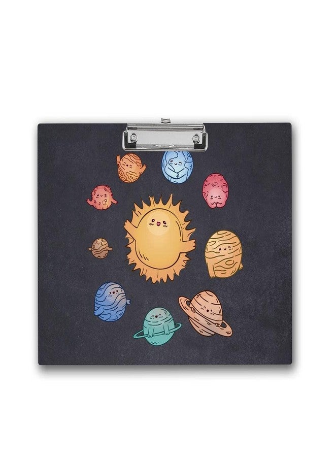Vprint Quality "The Space Explorer's Exam Board: A Wood Exam Pad with Metal Clips for Student Astronomers" (Solar System) Wooden Clipboard Writing Pad | Exam Board for Kids Students Size 11X17 Inches - Image 1