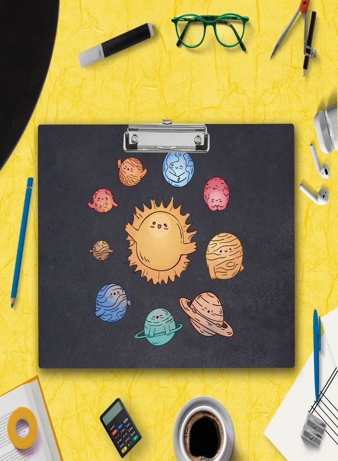Vprint Quality "The Space Explorer's Exam Board: A Wood Exam Pad with Metal Clips for Student Astronomers" (Solar System) Wooden Clipboard Writing Pad | Exam Board for Kids Students Size 11X17 Inches - Image 2