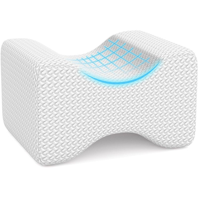 BlissTrends Memory Foam Knee Pillow Knee Pillow for Side Sleepers Leg Pillows for Sleeping Blood Circulation Elevation Pillow for Spine Aligning Sciatica Back Hip Knee Ankle Pain White