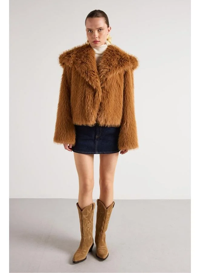 mina aise Women's Taba Short Fur Coat 30075.