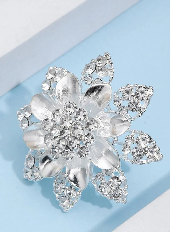 Take Two Silver Take Two Silver Embellished Flower Statement Ring for Women | Best Price UAE